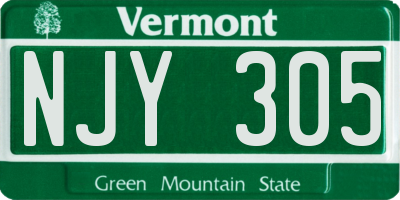 VT license plate NJY305