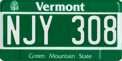 VT license plate NJY308