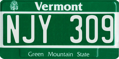 VT license plate NJY309