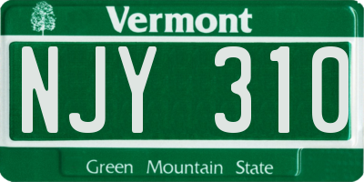 VT license plate NJY310