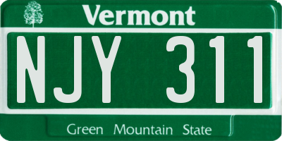 VT license plate NJY311