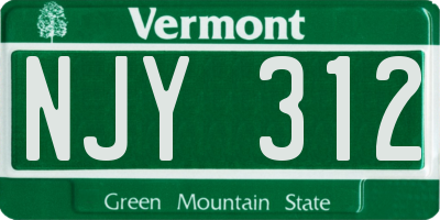 VT license plate NJY312