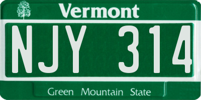 VT license plate NJY314