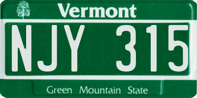 VT license plate NJY315