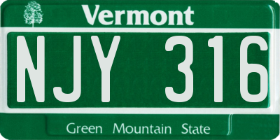 VT license plate NJY316