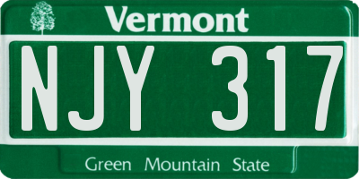 VT license plate NJY317