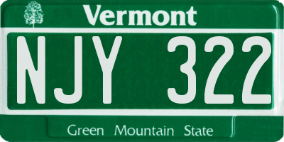 VT license plate NJY322