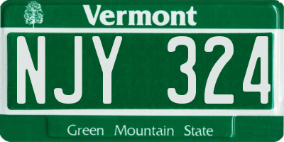 VT license plate NJY324