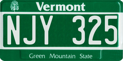 VT license plate NJY325