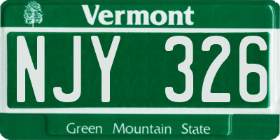 VT license plate NJY326
