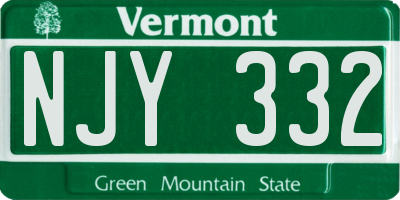 VT license plate NJY332