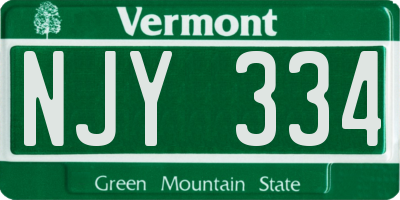 VT license plate NJY334