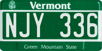 VT license plate NJY336