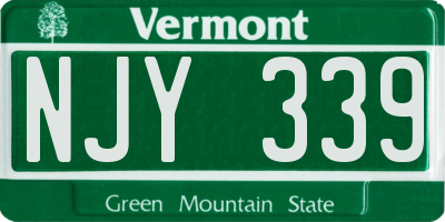 VT license plate NJY339