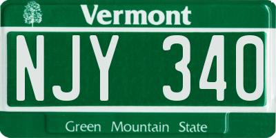 VT license plate NJY340