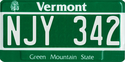 VT license plate NJY342