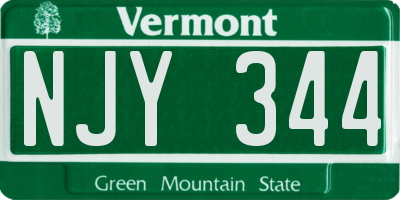 VT license plate NJY344