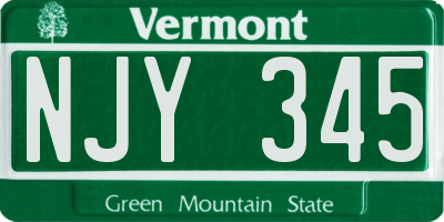VT license plate NJY345