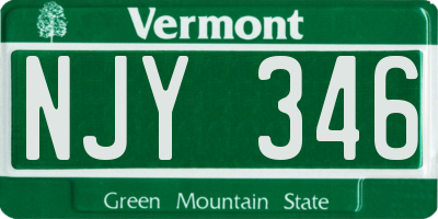 VT license plate NJY346