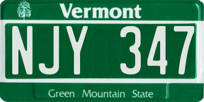 VT license plate NJY347