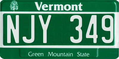 VT license plate NJY349