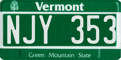 VT license plate NJY353