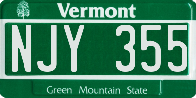 VT license plate NJY355