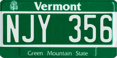 VT license plate NJY356