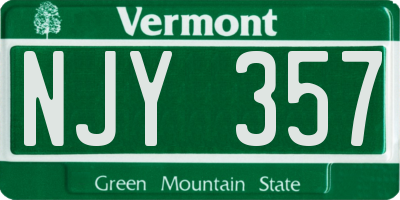VT license plate NJY357