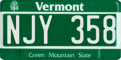VT license plate NJY358