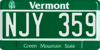 VT license plate NJY359