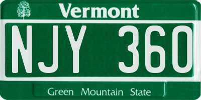 VT license plate NJY360