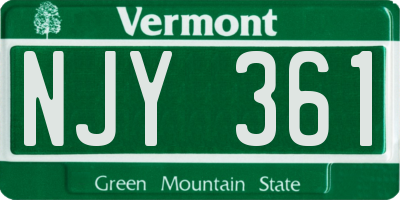 VT license plate NJY361