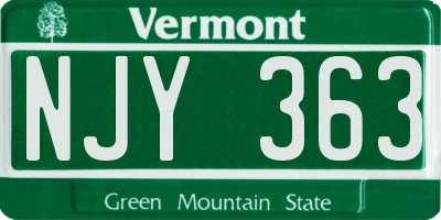 VT license plate NJY363
