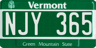 VT license plate NJY365