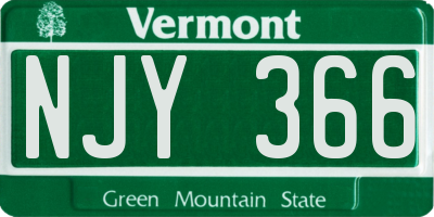 VT license plate NJY366