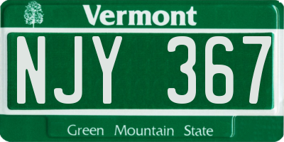 VT license plate NJY367