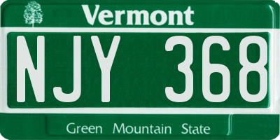 VT license plate NJY368