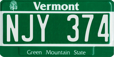 VT license plate NJY374