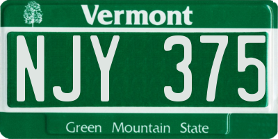 VT license plate NJY375