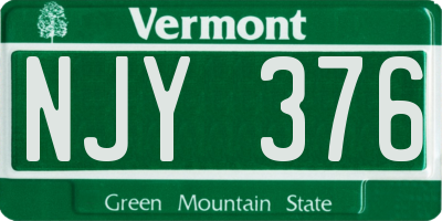 VT license plate NJY376