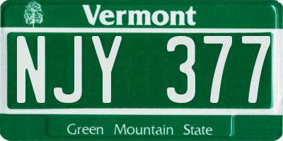 VT license plate NJY377