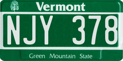 VT license plate NJY378