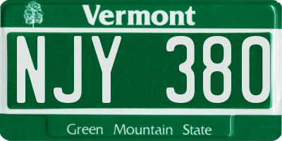 VT license plate NJY380