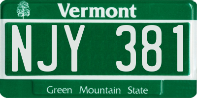VT license plate NJY381