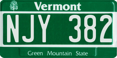 VT license plate NJY382