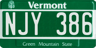 VT license plate NJY386