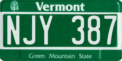 VT license plate NJY387