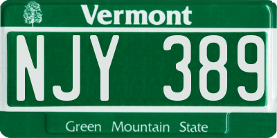 VT license plate NJY389