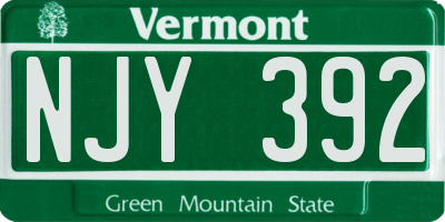 VT license plate NJY392